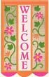 Give a warm "Welcome" with this Appliqud  Breeze-Thru Decorative Flag!