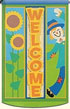 Harvest Season "Welcome" Flag, a cheerful Appliqued Breeze-Thru Banner at Will of the Wind