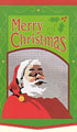 Seasons's Greeting with Santa Claus flying on an Appliqued Breeze-Thru Flag at Will of the Wind