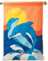 Dolphin Duo Appliqued House Flag