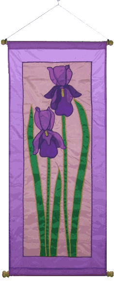 Iris banner in violets, pink, and ultraviolet blue