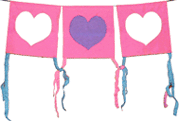 Loving Hearts fully reversible Pennant Flags Banner