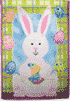 Appliqued Decorative House Flag features a bright pink Easter Rabbit with plenty of Easter Eggs for all