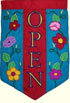 Open Sign with Appliqued Flower Design