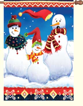 Bavarian Snowmen Decorative House Flag