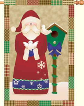 Santa and Doves Decorative House Flag