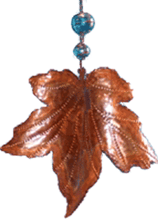 Maple Leaf Spinner with torquoise color glass balls spins gracefully in the slightest breeze.